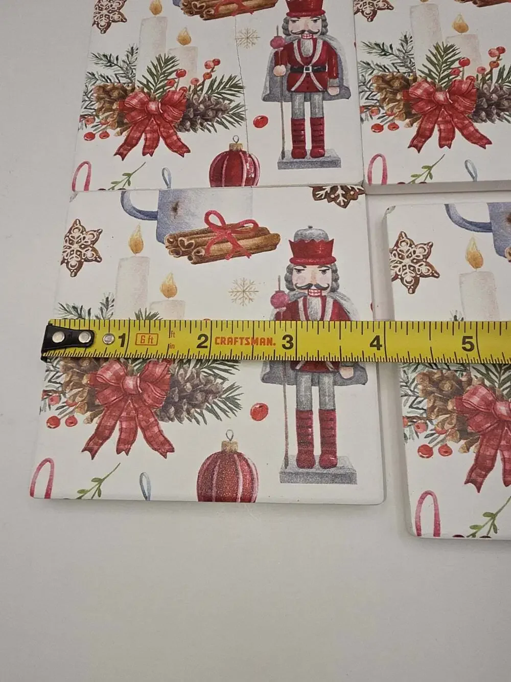 4 Christmas Ceramic Coasters Nutcracker Cork Backing 4